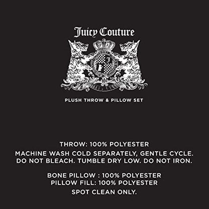 Juicy Couture Grey Leopard with Paws Dog Blanket with Sherpa Bone Shaped Pillow – Plush Puppy Blanket Throw, Breathable, Lightweight, Machine Washable, Cat Blanket for Small Medium & Large Pets - color: Grey Leopard With Paws