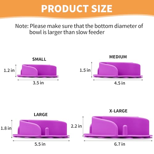 Slow Feeder Dog Bowls Insert, Animire Soft Silicone Slow Eating Dog Food Bowl for Small, Medium and Large Dogs, Compatible with Regular and Elevated Bowls - color: Purple, size: M