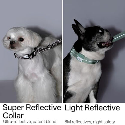 All-Weather Dog Collar Reflective Adjustable Soft Nylon QR Code Anti-Lost Collar Breathable with Quick-Release Buckle Patent Alloy Ring for Small Medium Large Dog (Light-Olive, M) - color: Light-Olive, size: M