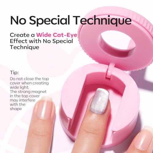 modelones 5D Automatic Nail Magnet for Cateye Gel Polish, Upgraded 3-in-1 Strong 360° Rotating Glass Bead Magnetic Side-Light Nail Magnet for Beginner-Friendly DIY Nail Designs (Magnet Only) - color: A-1 Angel Wing Cat Eye Magnet