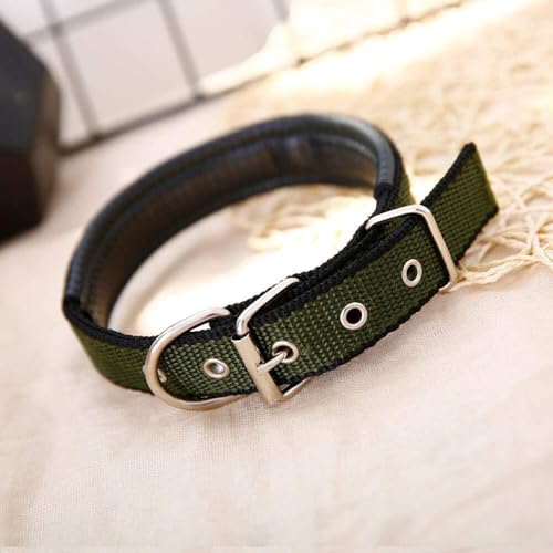 Dog Collar Large Dog Collar Nylon Big Dog Collars Comfortable Foam Padded Adjustable Dog Neck Collar for Small Medium Large Big Dogs(Green,Medium) - color: Green, size: Medium