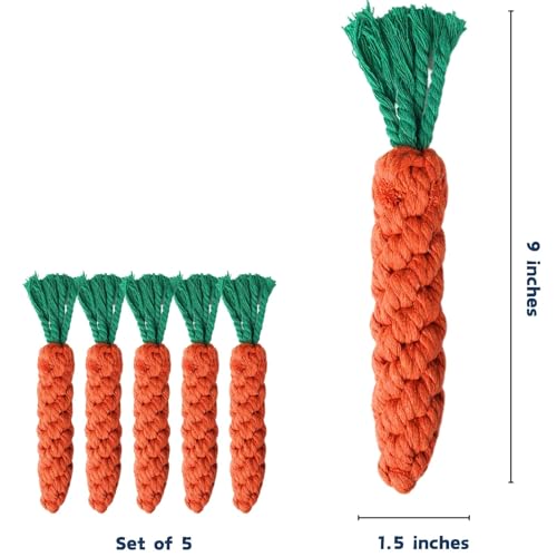 2ME 5 PCS Carrot Dog Rope Toys for Dogs, Durable Chew Toys for Aggressive Chewers, Entertainment & Interaction, Teeth Cleaning and Chewing, All-Cotton - size: 5-Pack