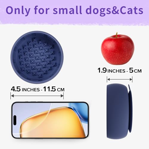 Deep Blue Lick Mat for Dogs & Cats - Anxiety Relief Slow Feeder Dog Bowl with Strong Suction - BPA-Free Silicone Puzzle Feeder for Calming, Enrichment & Stress-Free Grooming(Only for Small Dogs) - color: Deep Blue