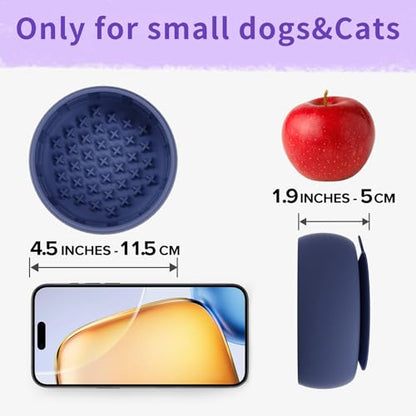 Deep Blue Lick Mat for Dogs & Cats - Anxiety Relief Slow Feeder Dog Bowl with Strong Suction - BPA-Free Silicone Puzzle Feeder for Calming, Enrichment & Stress-Free Grooming(Only for Small Dogs) - color: Deep Blue