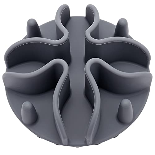 Slow Feeder Insert for Dogs & Cats, 3 Sizes Food-Grade Silicone Anti-Choking Puzzle Feeder, Non-Slip Suction Cup Design, Fits Most Bowls, Bloat Stop Pet Feeding Solution - color: Grey, size: Small 4 inchs