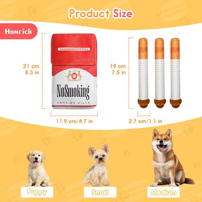 Homrich Cigarette Dog Toy Large, Funny Interactive Plush Dog Cigarette Toys, 3 Packs Giggle Puff Stick Toys with a Box, Pet Squeak Toys for Medium, Small and Large Cool Stuffed for Dogs Birthday - color: Red