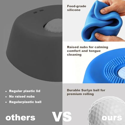 Premium Dog Slow Feeder Bowl for Liquid Treats, Dog Lick Bowl with Ball, Food-Grade Silicone Lid & Surlyn Ball, Anti-Spill Suction Base, Bone Broth & Yogurt Feeder, Enrichment Toy