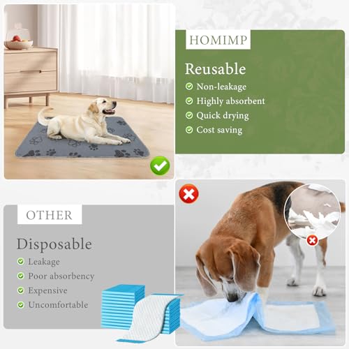 Washable Pee Pads for Dogs,4 Pack Reusable Puppy Pads,Absorbent and Leakproof Dog Pee Pads,Non Slip Puppy Training Pads,Pet Mat for Floor,Crate,Couch,Whelping,Grey 24"x36" - size: 24"x36"(Pack of 4)