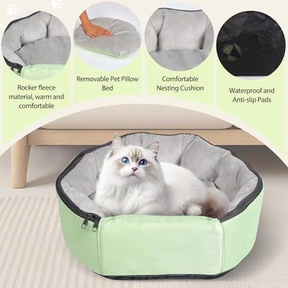 2-in-1 Pet Sling Carrier & Bed, Convertible Cat Travel Bag with Machine Washable Cover, Breathable Mesh & Hand-Washable Support Pad, Airline Approved for Cats & Small Dogs Up to 22lbs - color: G