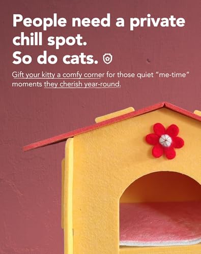 Lukamoo® Cute Cat House (Crimson Sunshine, Large) - color: Crimson Sunshine