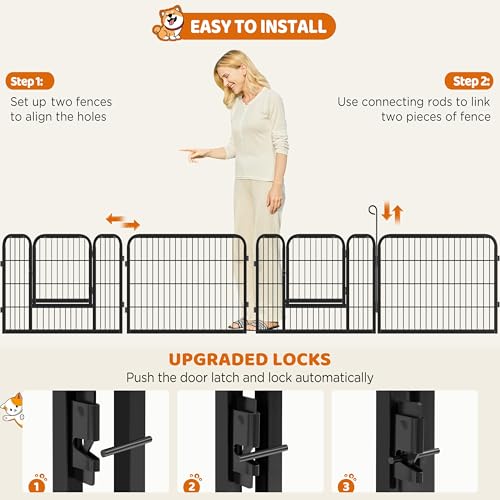 Yaheetech Wide Panel Dog Playpen, 6 Panels 24 inch High Pet Pen with Gate, Portable Indoor Outdoor Fence for Small/Medium Breed Dogs - size: 24"