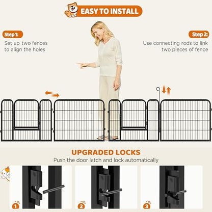 Yaheetech Wide Panel Dog Playpen, 6 Panels 24 inch High Pet Pen with Gate, Portable Indoor Outdoor Fence for Small/Medium Breed Dogs - size: 24"