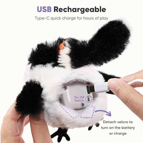 Petbobi Cat Toys Flapping Bird– Interactive Bird Cat Toy with Flapping Wings and Chirping Sounds, USB Rechargeable Motion-Activated Catnip Toy for Indoor Cats & Kittens (Non-Flying) - color: Black