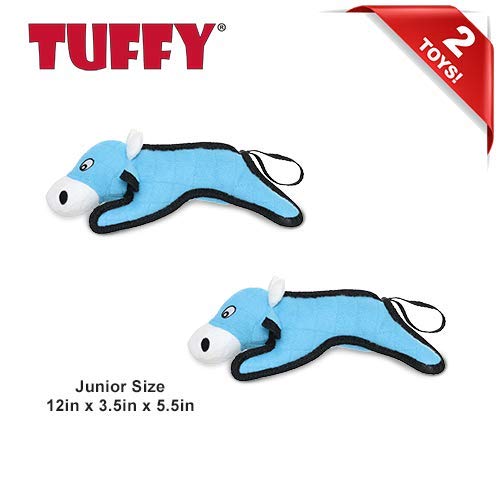 TUFFY World’s Tuffest Soft Dog Toy – Barnyard JR Series, Cow with Squeakers, 2 Pack - color: Cow, size: Jr 2 Pack