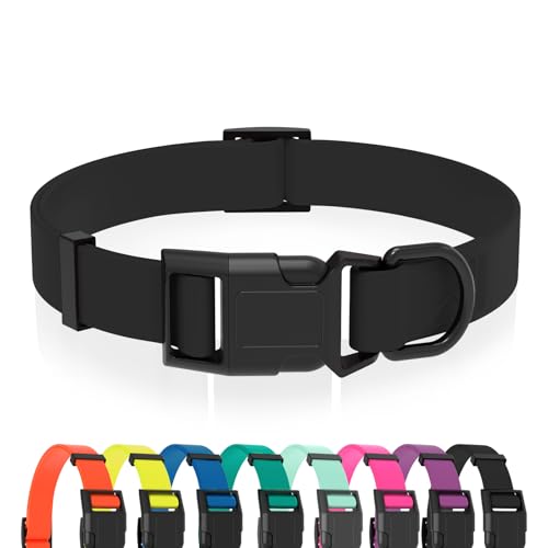 Waterproof Dog Collar, Easy to Clean Rubber Dog Collars with Quick Release Buckle Fits Small Medium or Large Dogs (Black, S < 9.5-14.1 inch) - color: Black, size: S (9.5-14.1 inch)
