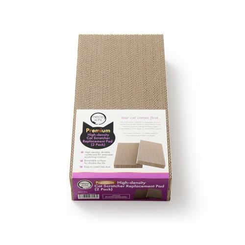 Necoichi Cardboard Cat Scratcher Bed for Indoor Cats - Cat Scratching Board (16" Regular, c. Replacement 2 Pads) - size: 16" Regular
