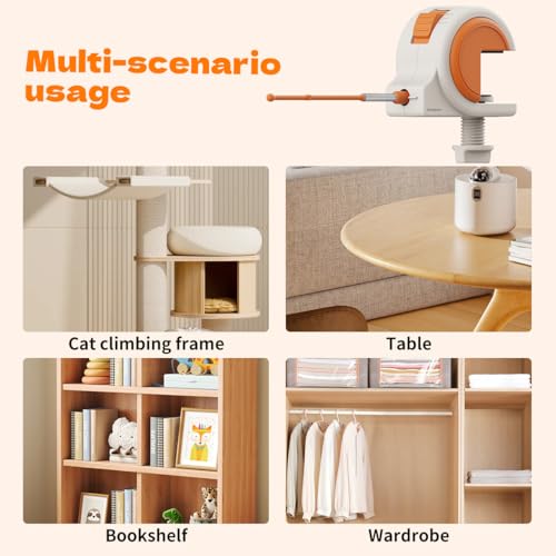 Interactive Cat Toys for Indoor Cats, Automatic Sensor Cat Teaser Feather Wand Chase Exercise Entertainment Stimulation Toy, USB Rechargeable Self Play Hanging Toy for Bored Adult & Kitten Cats