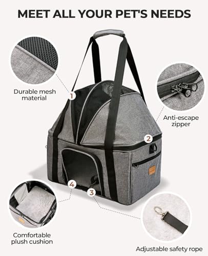 BurgeonNest Top-Expandable Large Cat Carrier, Soft Sided Cat Bag Carrier for Medium Large Pet Up to 15 lbs, Upgraded Small Dog Car Seat, Puppy Travel Bag with Semi-Open Canopy - size: Medium