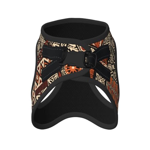 Hawaiian Style Tapa Tribal Dog Harness and Leash Set, No Pull Reflective Adjustable Soft Mesh Padded Pet Vest with Safety Buckle for Small Medium Dogs and Cats Medium - color: Hawaiian Style Tapa Tribal, size: Medium