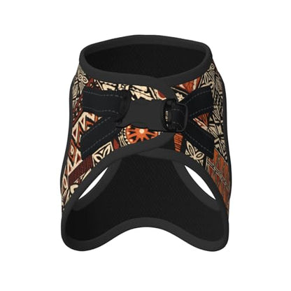 Hawaiian Style Tapa Tribal Dog Harness and Leash Set, No Pull Reflective Adjustable Soft Mesh Padded Pet Vest with Safety Buckle for Small Medium Dogs and Cats Large - color: Hawaiian Style Tapa Tribal, size: Large