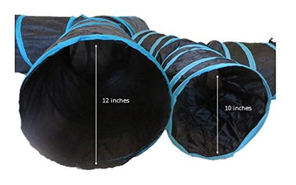 Feline Ruff Premium 3 Way Cat Tunnel. Extra Large 12 Inch Diameter and Extra Long. A Big Collapsible Play Toy. Wide Pet Tunnel Tube for Other Pets Too! (3 Way Two Pack + Teaser Wand!) - color: 3 Way Two Pack + Teaser Wand!