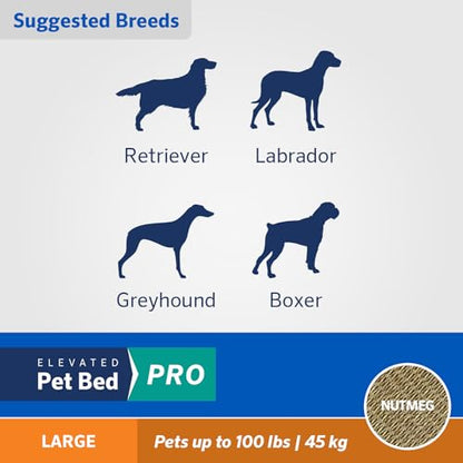 Coolaroo Pro Elevated Dog Bed - Low-Profile Access, Moisture-Resistant Cover, Breathable Fabric & Tool-Free Setup, Nutmeg, Large - color: Nutmeg, size: Large