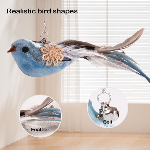 10PCS Cat Bird Toy Refills Feather Cat Wand Attachments with Bell, Interactive Cat Toys for Indoor Cats Kittens, Kitty - color: 10PCS Birds