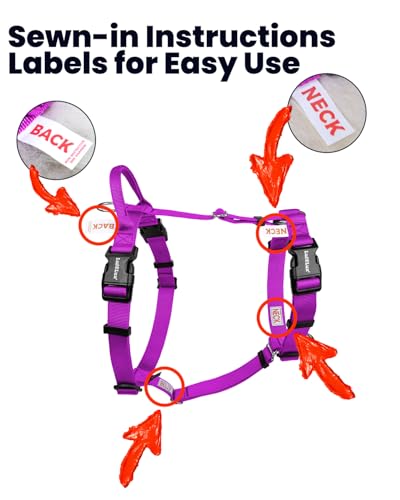 Non Restrictive No Pull Dog Harness, Neck Buckle Desgin, Lightweight Easy Walk Freedom Harness, Keep Balance, Sewn-in Instructions Labels for Easy Use, Small Dogs Chest(17-23inches) Purple - color: Purple, size: S