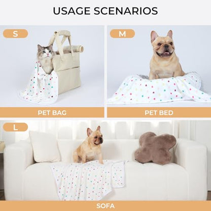 1 Pack 3 Blankets Super Soft Cute Dot Pattern Pet Blanket Flannel Throw for Dog Puppy Cat Beige/Brown/Pink Small - color: Beige/Brown/Pink, size: 23x16 inch (Pack of 3)