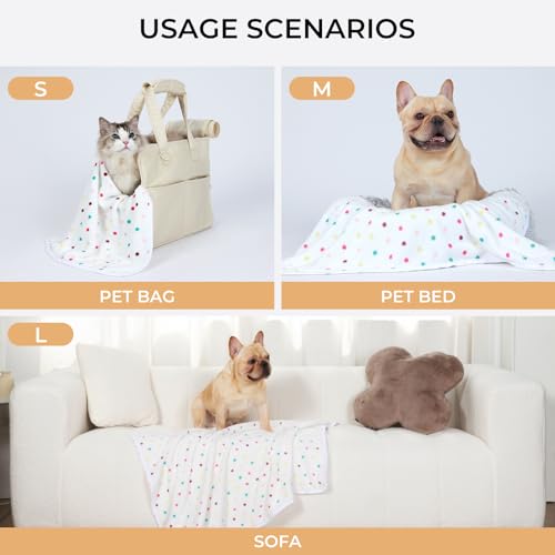 Luciphia 1 Pack 3 Blankets Super Soft Cute Dot Pattern Pet Blanket Flannel Throw for Dog Puppy Cat Large(41x31), Brown - color: Brown2, size: 41x31 inch (Pack of 3)