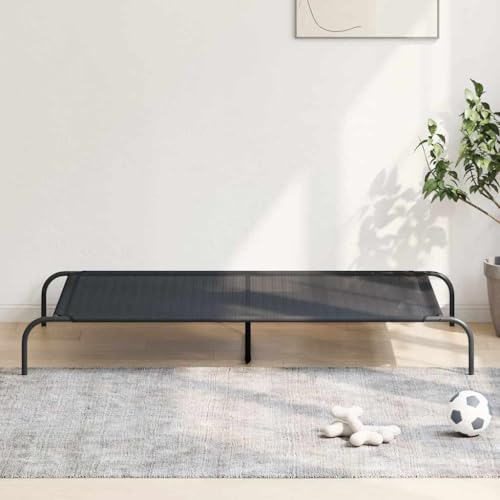 Elevated Dog Bed for Large Breeds, Raised Pet Cot with Breathable Textilene Mesh, Durable Powder-Coated Steel Frame, Portable Foldable Design, 59.1 x 35.4 Inches - color: Black & Textilene, size: 59.1" X 35.4"
