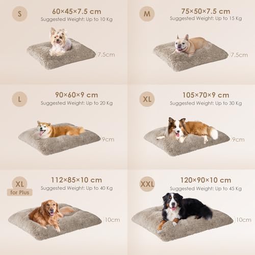 EHEYCIGA Fluffy Dog Crate Bed for Medium Dogs, Plush Faux Fur Pet Crate Pad, Calming Anti Anxiety Medium Pet Bed, Washable Soft Warm Dog Mat with Non-Slip Bottom, Taupe - color: Taupe, size: 29.5 x 20