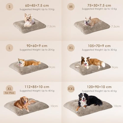 EHEYCIGA Fluffy Dog Crate Bed for Medium Dogs, Plush Faux Fur Pet Crate Pad, Calming Anti Anxiety Medium Pet Bed, Washable Soft Warm Dog Mat with Non-Slip Bottom, Taupe - color: Taupe, size: 29.5 x 20
