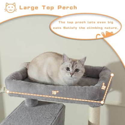 Letkind 70-Inch Cat Tree,Large Cat Tree Tower with Hammock, Scratching Post, Condo and Multi-Level Cat Tower for Large Cats, Cat Activity Center Playhouse, Light Gray LCT016 - color: Light Grey