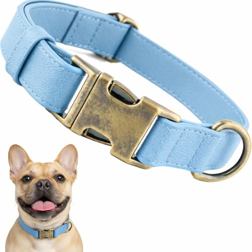 Dog Collars for Small Dogs Silicone Leather Dog Collars Soft Flexible Waterproof Odor-Proof Durable Thick Classic Adjustable Pet Puppy Collar (Blue, XS (9-12" Neck)) - color: Blue, size: XS (9 - 12" Neck)