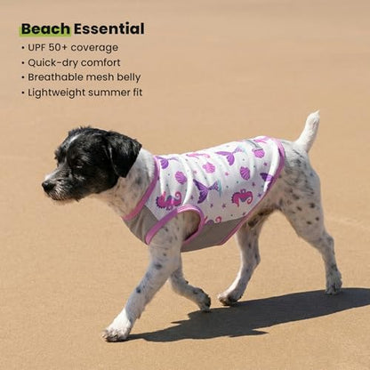 Fitwarm 2 Pack Mermaid & Scale UPF 50+ UV Sun Protection Dog Shirt, Lightweight Cooling Vest, Quick Dry Summer Clothes for Small Dogs Girl, Pet Outfit, Purple, Pink, White, Small - color: Mermaid & Scale, size: Small