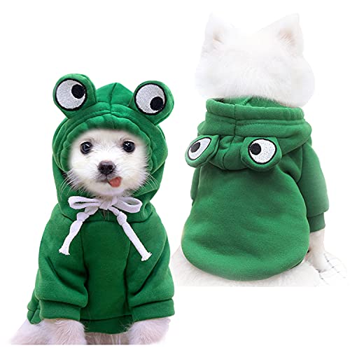 Dog Hoodie Basic Sweater Coat Cute - Frog Shape Warm Jacket Pet Cold Weather Clothes Outfit Outerwear for Cats Puppy Small Medium Dogs (XXL) - color: Green Frog, size: XX-Large