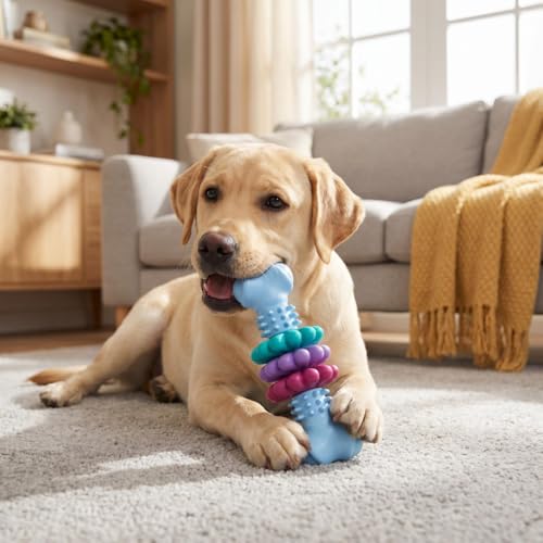 1PCS Chew Bone for Aggressive Chewers, Thermoplastic Rubber Geometric Dog Toy for Dental Health & Boredom Relief, for Medium Dogs