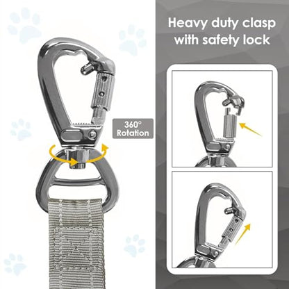 AUBELL Tactical Dog Leash Heavy Duty,4-6ft Reflective Strong No Pull Bungee Leash for Medium Large Dogs with Comfortable Padded Double Handle,Car Seat Belt,360 Degree Rotating Carabiner,Grey - color: M/L-Grey(4-6FT)