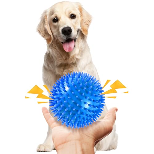 4 Pack 4.5” Squeaky Dog Balls for Large and Medium Dogs, Spiky Dog Toy Balls for Aggressive Chewers - color: Large Set of 4