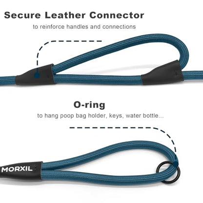 Rope Dog Leash with Two Handles, 6 Foot Heavy Duty Dog Leash with Aviation Aluminum Auto Locking Carabiner, Strong Nylon Pet Lead for Small, Medium, Large Dogs (Navy Blue, 6FT-Two Handle) - color: Navy Blue, size: 6 Foot Two Handle