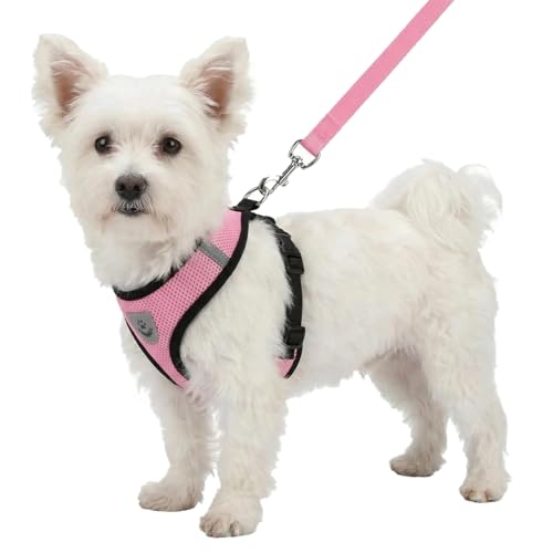 Pet Dog Vest Harnesses Puppy Cotton Polyester Adjustable Dog Mesh Harness Travel Chest Strap Vest Reflective (S, Pink) - color: Pink, size: S