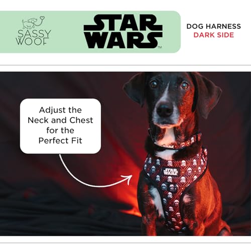 Sassy Woof Dog Adjustable Harness - Star Wars™ The Dark Side - XS, Breathable Mesh, No Pull Design with Two D-Rings, Patented Design, Perfect for Small Dogs and Puppies - size: X-Small, style: Harness