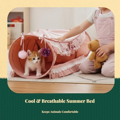 Baoblaze Cat Tunnel Bed Interactive Toy Playground Kitten Training with Removable Mat Hideout for Indoor Small Animals Pets Dogs Rabbit, Pink - color: Pink