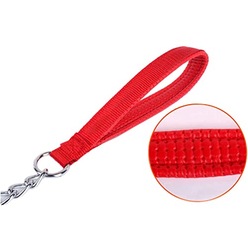Chain Leash Metal Dog Leash Chrome Plated with Soft Padded Handle for Small Dogs.(S, Red Handle) - color: Red, size: Small