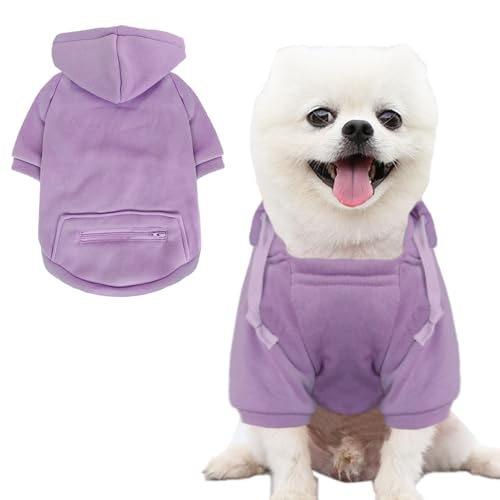 Jecikelon Pet Dog Cold Weather Coat with Pocket Winter Dog Hoodie Warm Puppy Clothes for Small Dogs Chihuahua Clothing (Purple, Small) - color: Purple, size: Small
