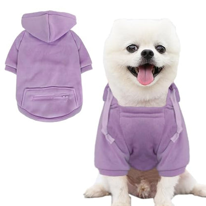 Jecikelon Pet Dog Cold Weather Coat with Pocket Winter Dog Hoodie Warm Puppy Clothes for Small Dogs Chihuahua Clothing (Purple, Small) - color: Purple, size: Small
