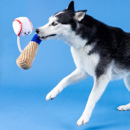 Fringe Studio Plush Dog Toy with Rope, Batter UP, Pet Shop Collection (314243) - color: Batter Up