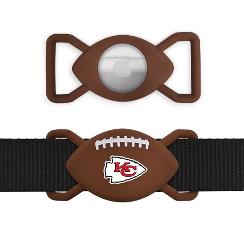 NFL Kansas City Chiefs Football Apple AIR TAG Holder for Dogs, Case for Apple Airtag Tracker, GPS Dog Tracking Device Collar Holder - color: KANSAS CITY CHIEFS, size: 1 Pack, style: Pull-through Collar