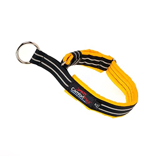 ComfortFlex Premium Padded Martingale Dog Collar – Reflective Waterproof Slip-On Limited Slip Collar for Gentle Control & Escape Prevention - Large, Saffron Yellow - color: Saffron Yellow, size: Large